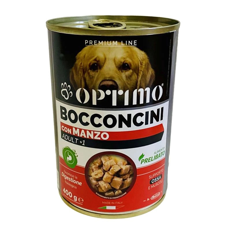 KIT SET 6 PZ OPTIMO BOCCONCINI PER CANE AL GUSTO MANZO DA 400 GR