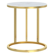 Tavolino-Tavolino da Soggiorno-Tavolino da Salotto Oro e Marmo Bianco 45 cm in Vetro Temperato