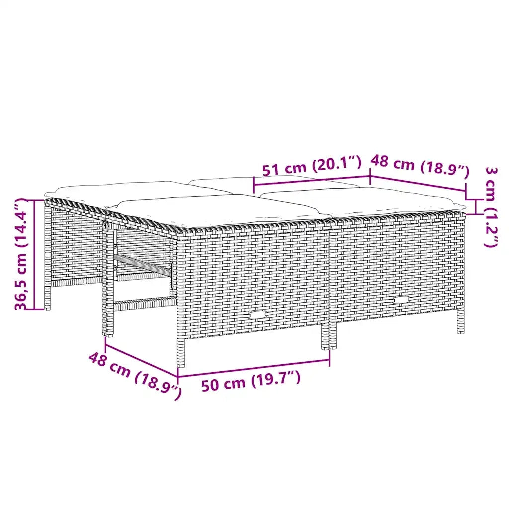 Sgabelli da giardino con Cuscini 4 pz in Polyrattan Marrone 368368