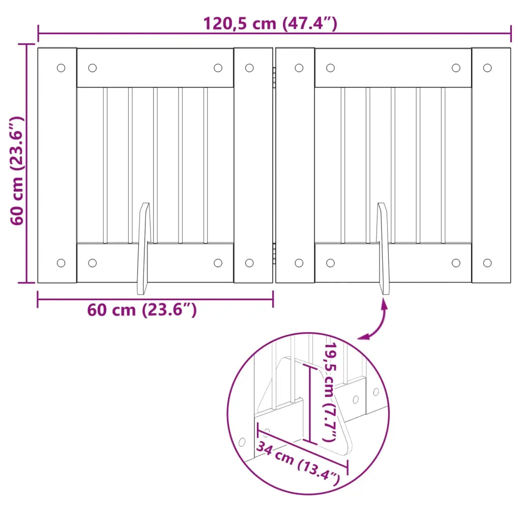 Cancello per cani pieghevole con supporti 2 pz Rovere Nero 892145