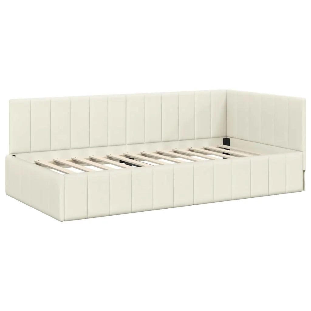 Struttura Letto Angolare con Materasso 2 pcs Crema Velluto 3393865