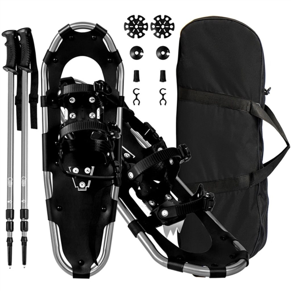Bastoncini da trekking e borsa per trasporto per uomini telaio in alluminio, Set di racchette da neve con sistema 78 cm Argento