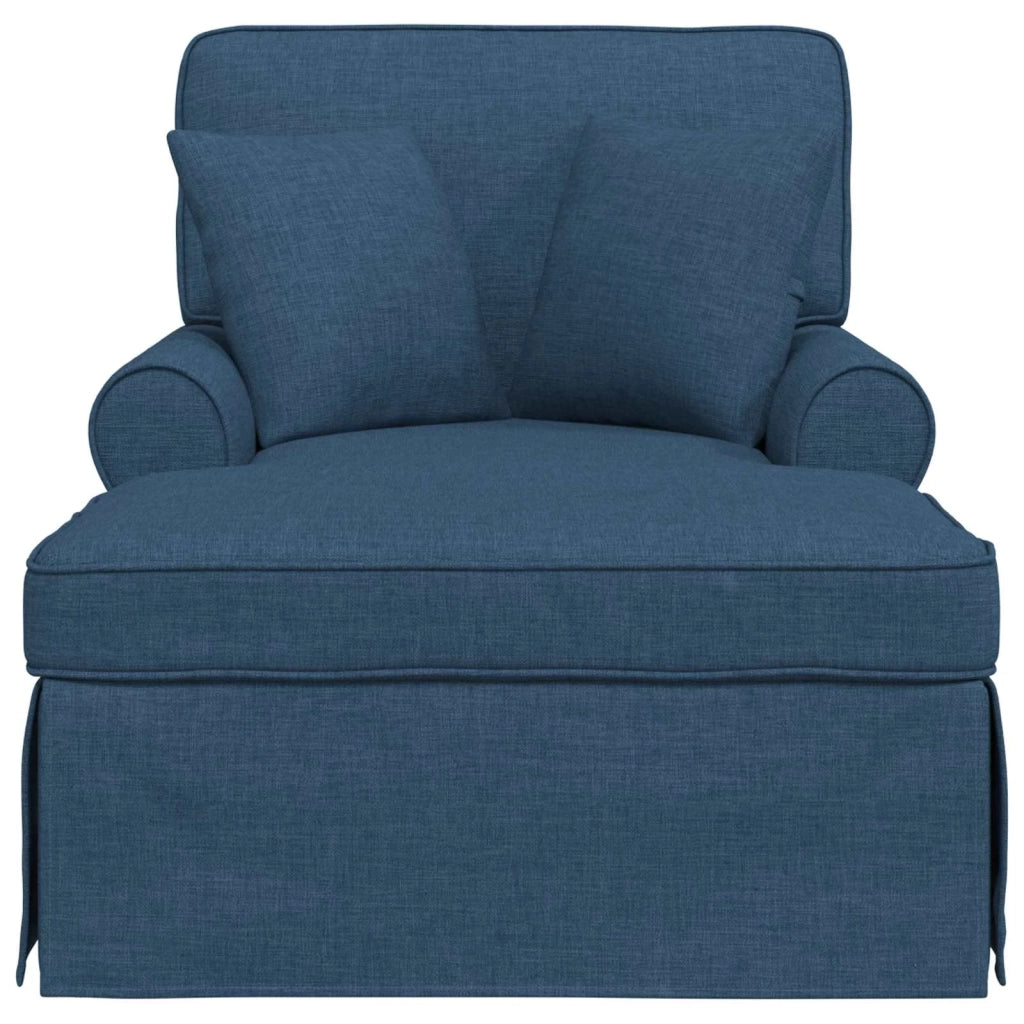 Chaise Longe con Gonna con cuscino 3 pcs Blu Tessuto