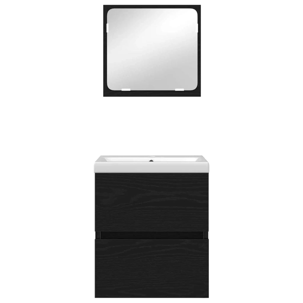 Set di mobili per il bagno 2 pcs Rovere Nero e Bianco