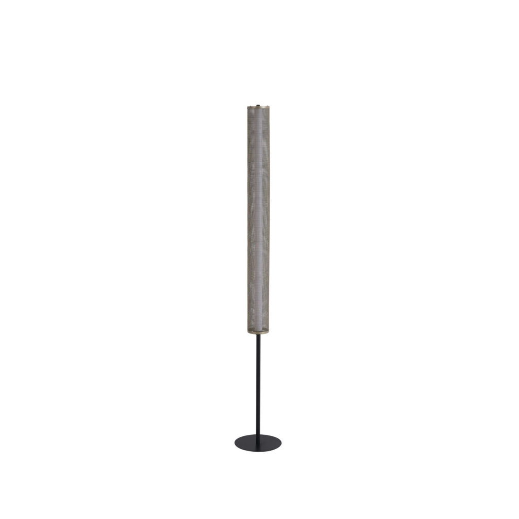 Lampada da terra a LED Thread, maglia dorata e metallo nero sabbia