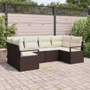 Set Divano da Giardino 6 pcs Marrone e bianco polyrattan