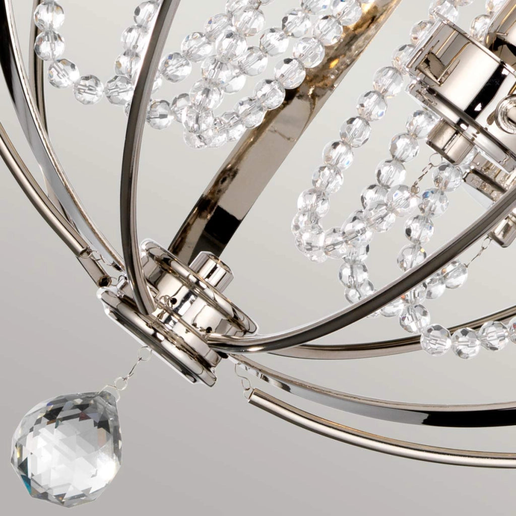 Lampadario a sfera Cassie Elstead Ø46 nichel 3xE14