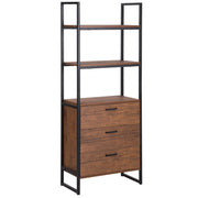 Libreria con Cassetti Legno Scuro Cornice Nera 158 x 61 cm Industrial