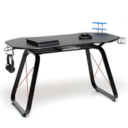 SCRIVANIA GAMING TAVOLO PC COMPUTER ACCIAIO UFFICIO CAMERA CONSOLE CARBONIO NERA