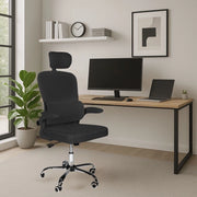 Poltrona ufficio ergonomica con ruote Vibes in rete nero con base cromata