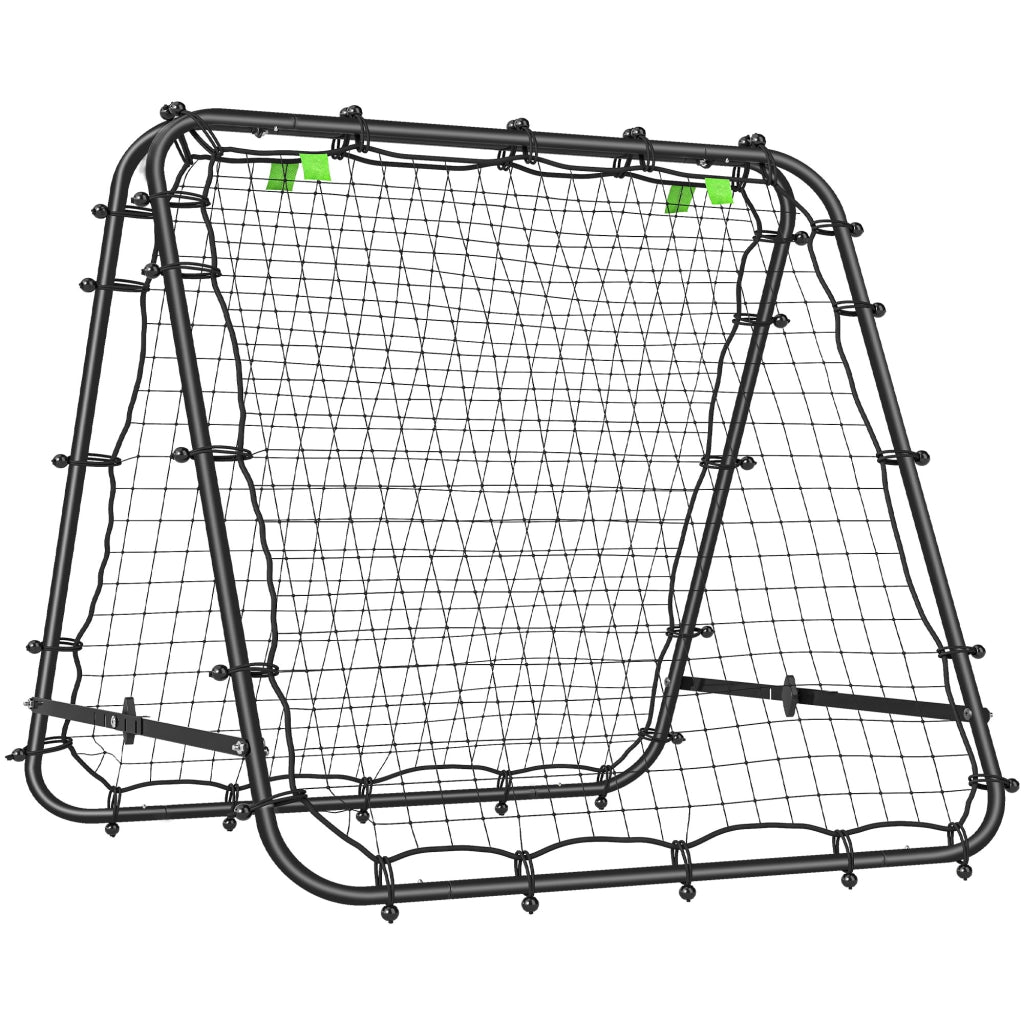 Rete da Calcio Rebounder Pieghevole con Angolazione Regolabile e Picchetti. in PE e Metallo. 100x95x90 cm. Nero