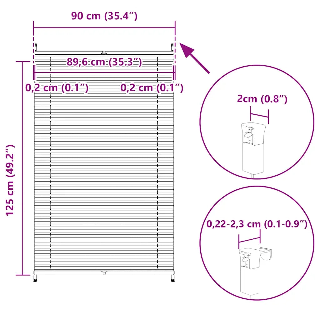 Tenda plissè 90x125cm bianca 240606