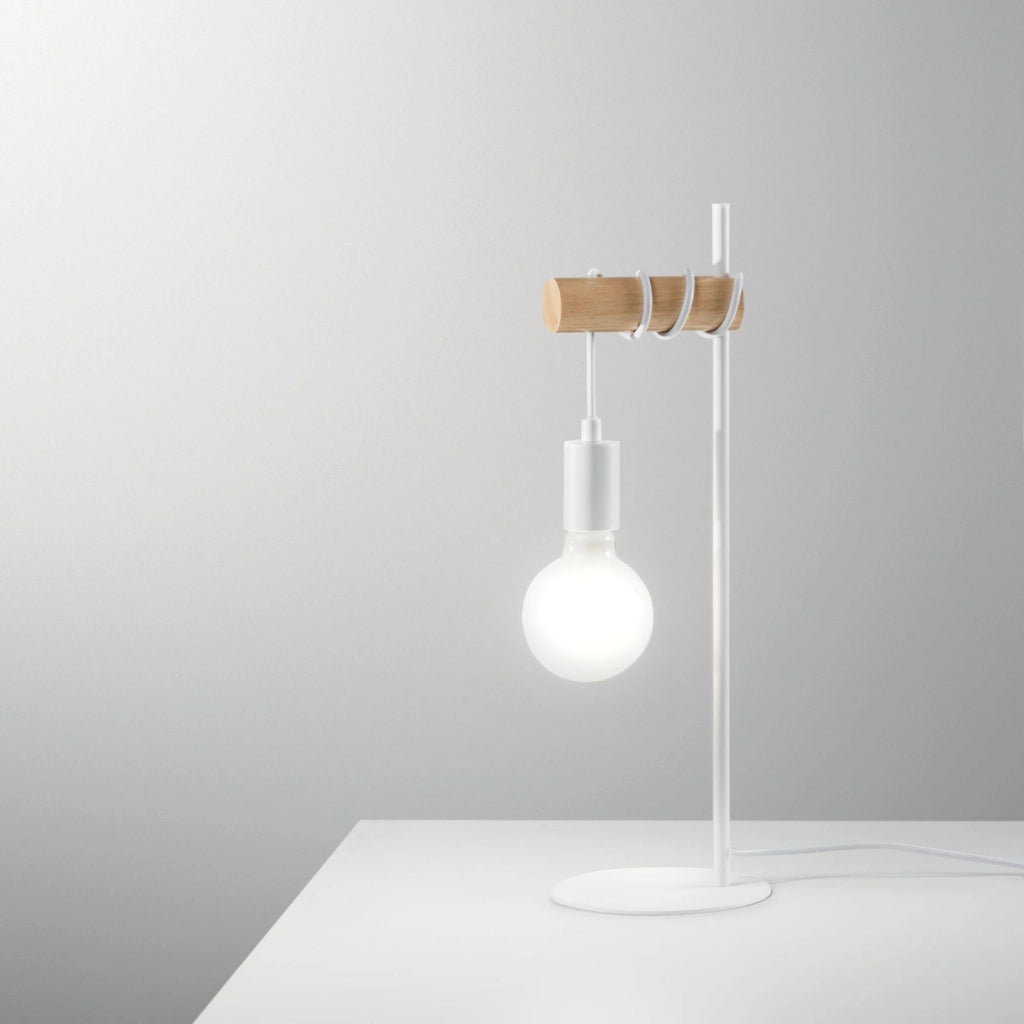 LAMPADA DA TAVOLO ARIZONA E27 H51CM LEGNO/BIANCA.