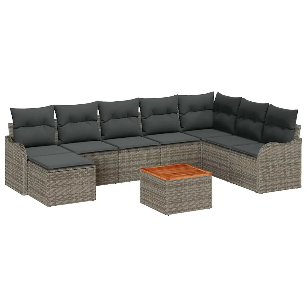 Set Divano da Giardino 9 pcs Grigio polyrattan 3356158