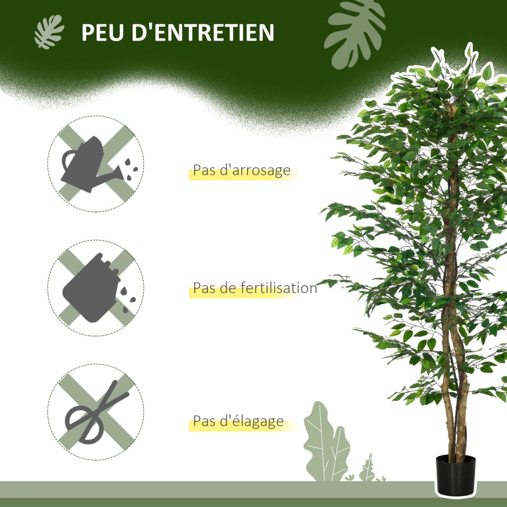Pianta Finto Ficus Artificiale ¨C Zephmum ¨C Verde, Tronco e Rami, H180cm con Vaso