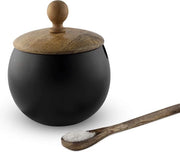 Bollitore con coperchio in legno e cucchiaio per casa e cucina - (matte nero)