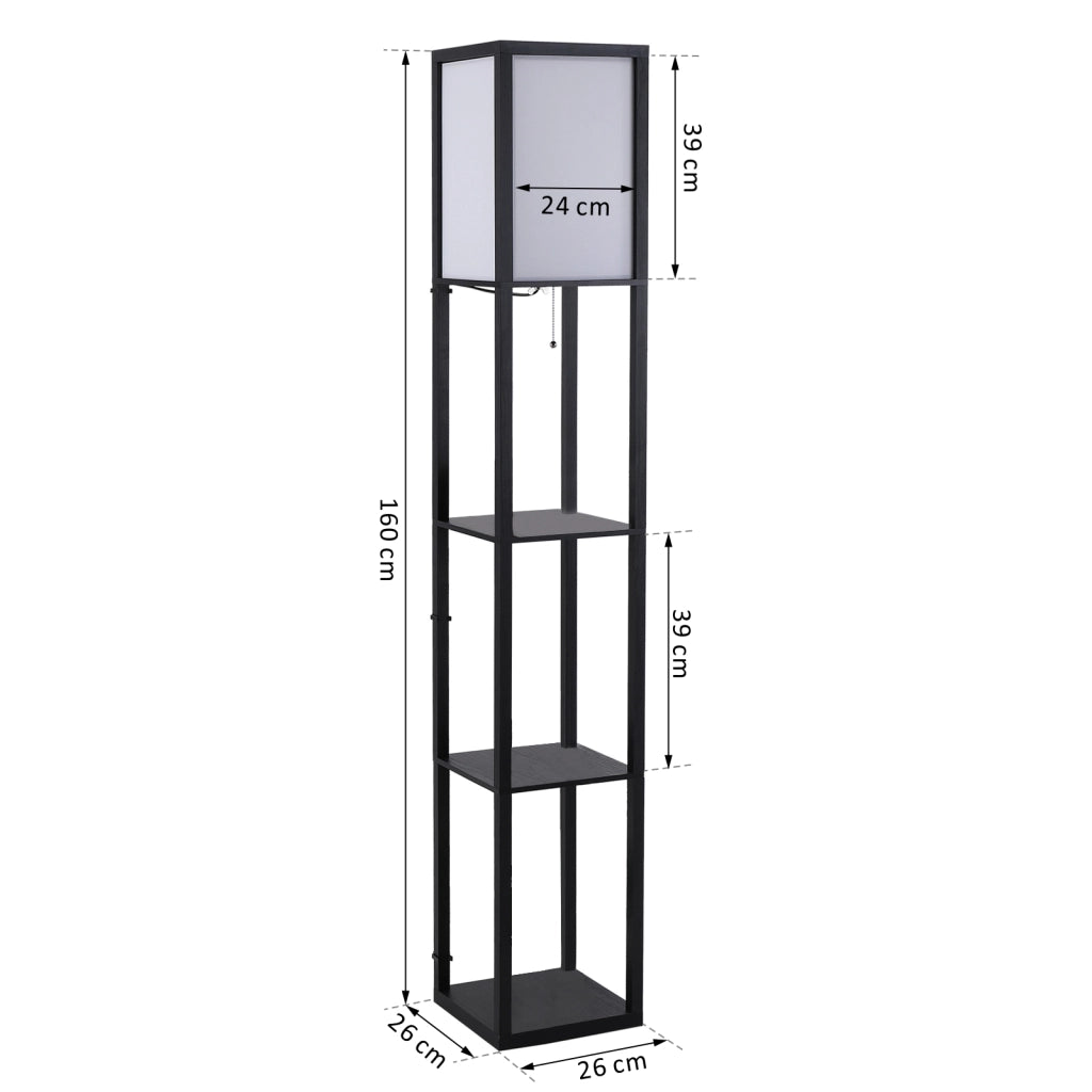 Lampada da Terra con Scaffale ¨C zephmum ¨C Legno, Nero