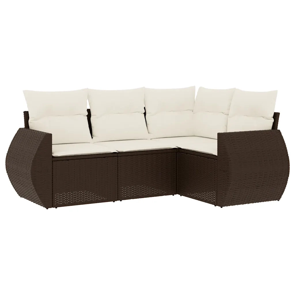 Set Divano da Giardino 4 pz con Cuscini Marrone in Polyrattan 3253650