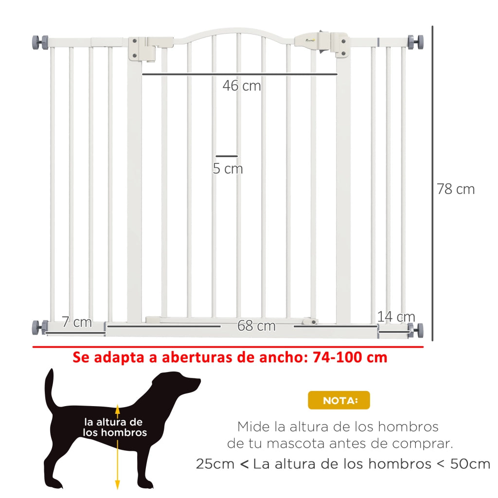 Barriera di Sicurezza Regolabile per Cani con 2 Estensioni ¨C Minimal ¨C Bianco 76-104 cm