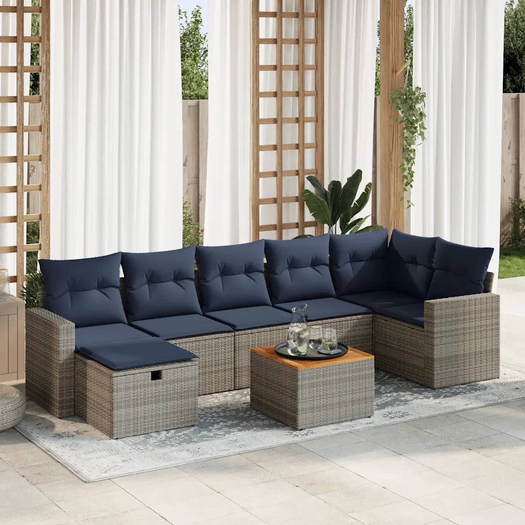 Set Divano da Giardino 8 pz con Cuscini Grigio in Polyrattan 3325799