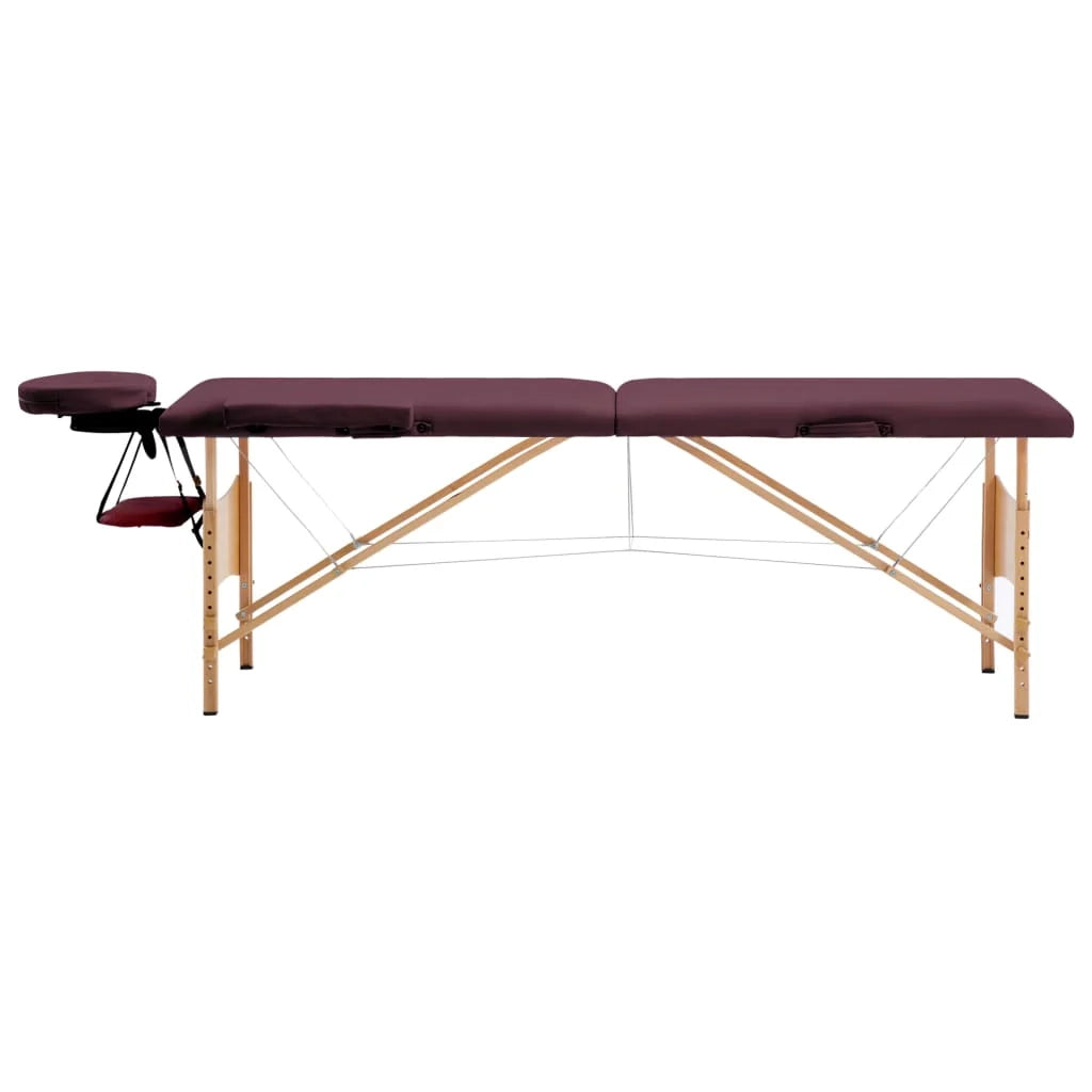 Lettino da massaggio pieghevole 2 sezioni legno viola vino 02_0001819