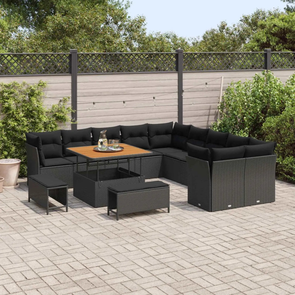 Set Divano da Giardino 13 pcs Nero polyrattan 3361534