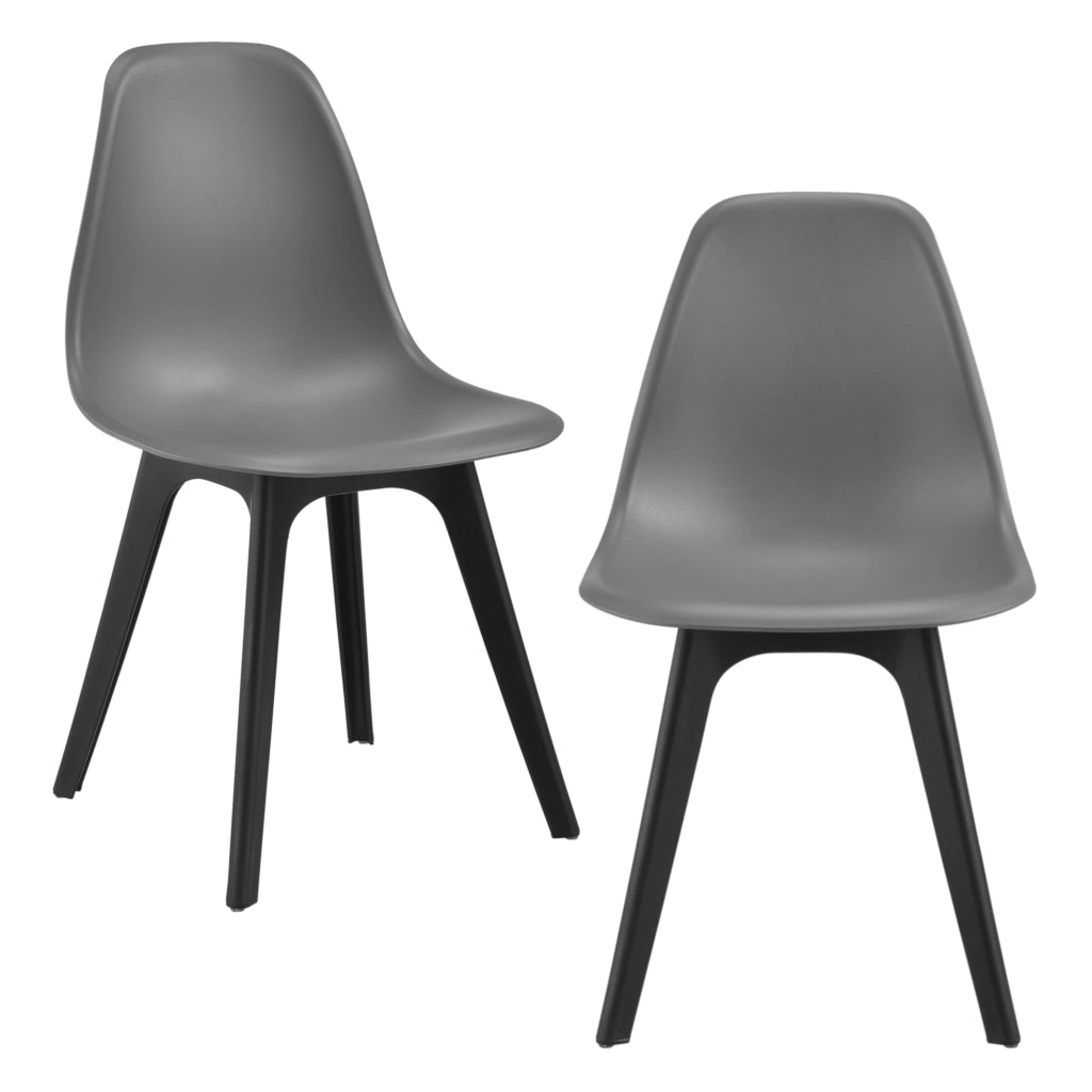 Set Brevik di 2 Sedie da Sala Pranzo in Plastica - Grigio / Nero [en.casa]