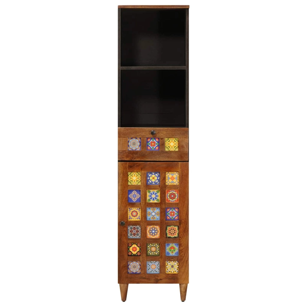 Mobile da bagno moderno con cassetto e ripiano 38 x 33 x 160 cm in legno di mango noce 02_0057805