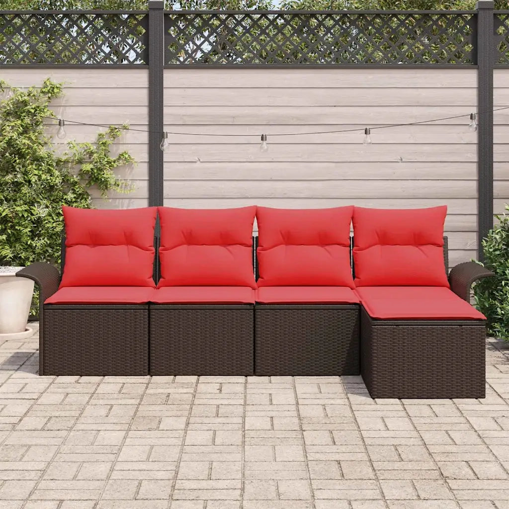 Set Divano da Giardino con cuscino 5 pcs Marrone polyrattan 3345324
