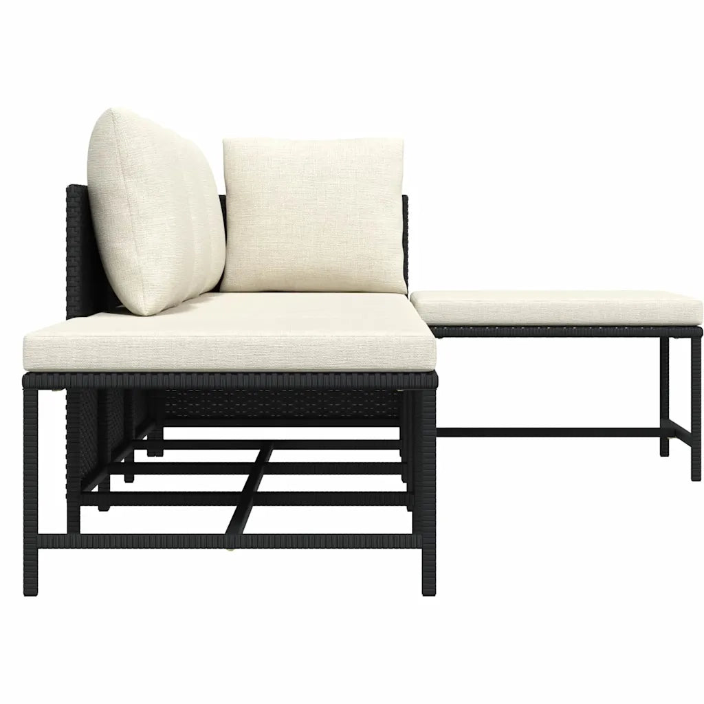 Set Divani da Giardino 5 pz con Cuscini in Polyrattan Nero 313517