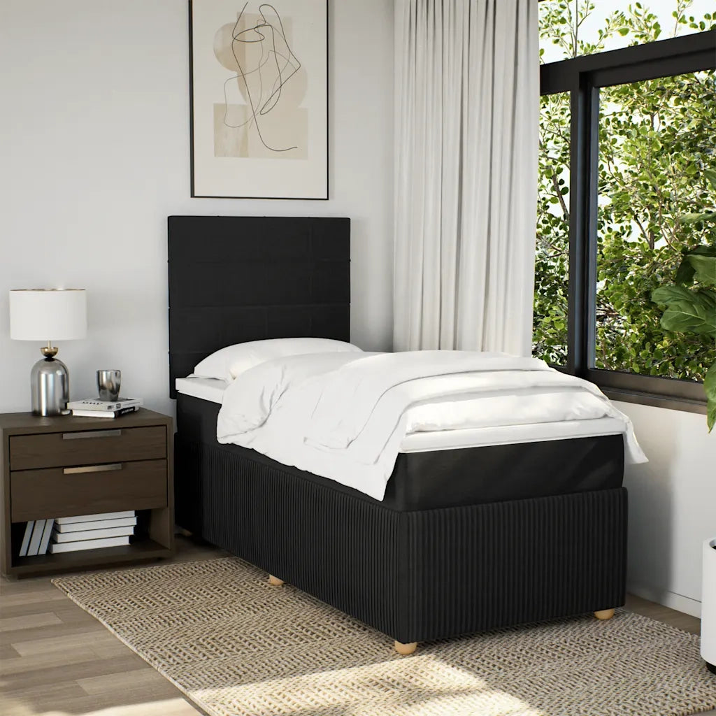 Giroletto a Molle con Materasso Nero 100x200 cm in Tessuto