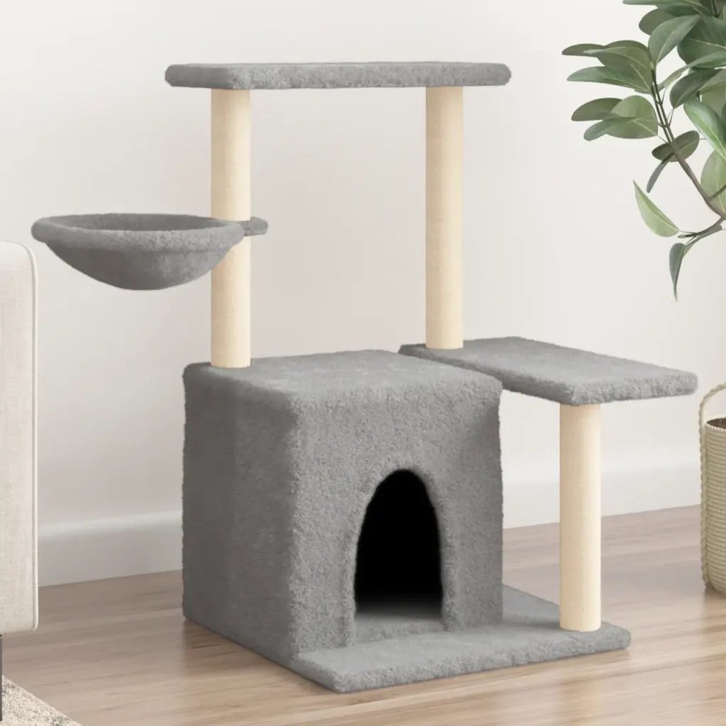 Albero per Gatti con Tiragraffi in Sisal Grigio Chiaro 83 cm CFW3651835
