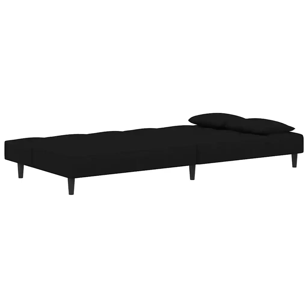 Divano Letto a 2 Posti con 2 Cuscini-Sofa Letto 2 Posti-Daybed Nero in Velluto 204020