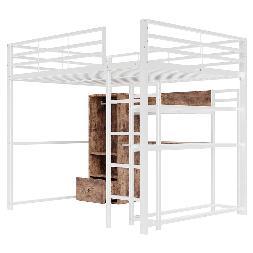 Letto a soppalco - Xylo - 140x200 cm LED bianco