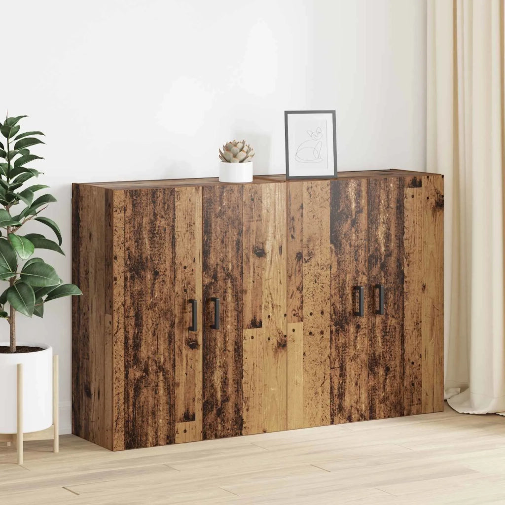 Mobiletto a muro 2 pcs Legno vecchio 69,5 x 34 x 90 cm 3394506