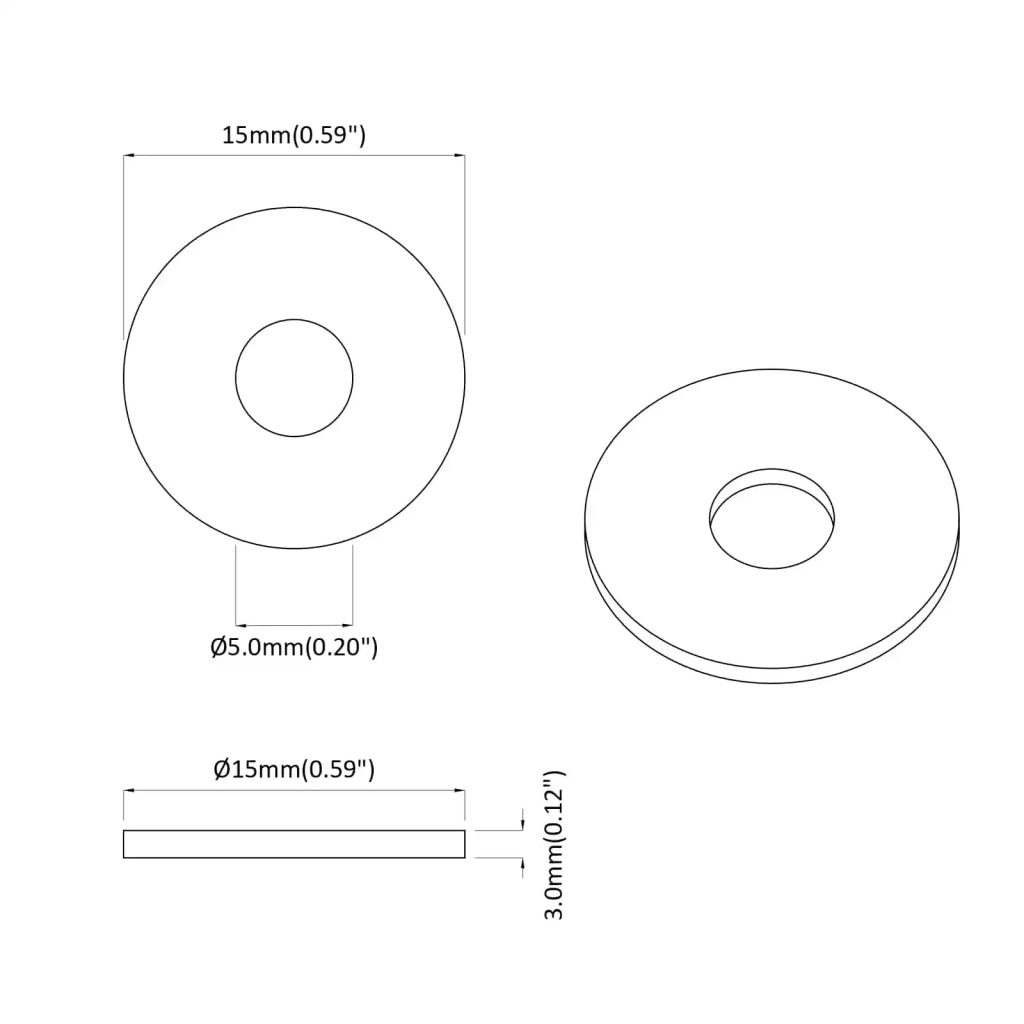adatto per Rondella Piatta 36000 pcs Nero ∅15 x 3 mm 864594