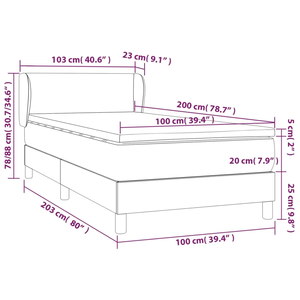 Giroletto a Molle con Materasso-Struttura Letto Crema 100x200 cm in Tessuto 517107