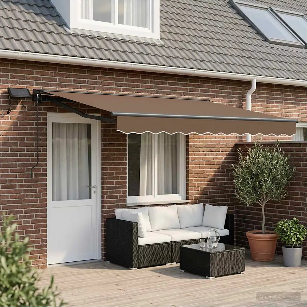 Cornice per Tenda Manuale con LED Tortora 4 × 3,5 m 3426152