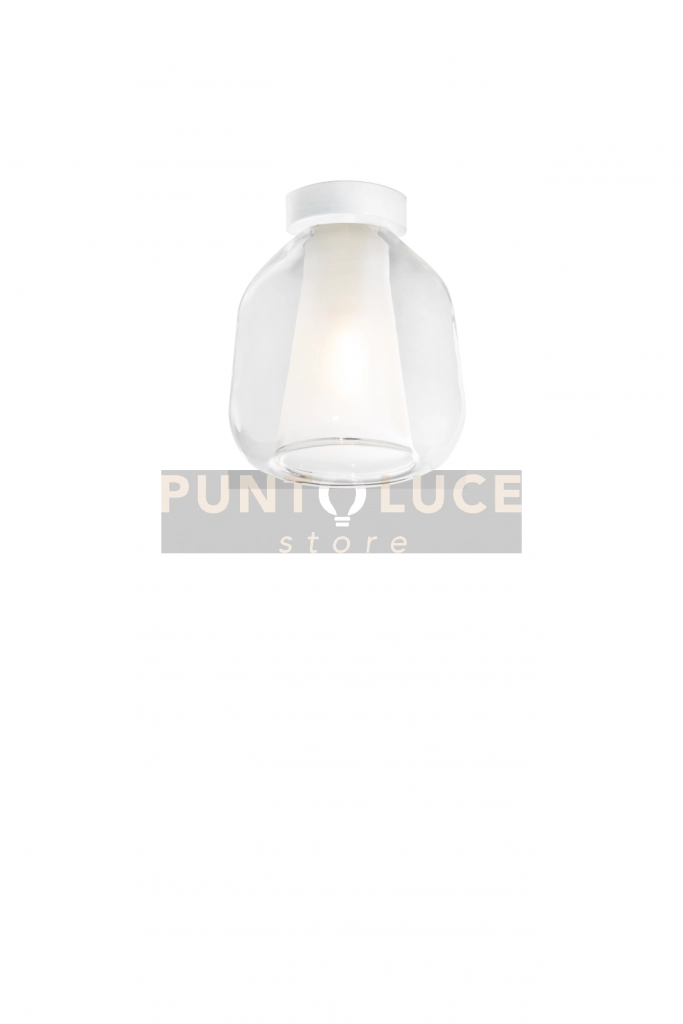 PLAFONIERA BIANCO VETRO BETA TRASPARENTE 1176BI-PL1 BETA-TR