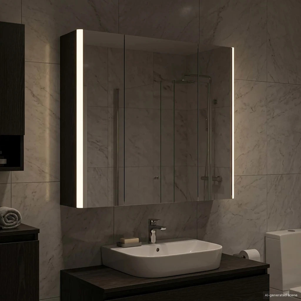 Mobiletto per specchio da bagno Rovere Nero 889248