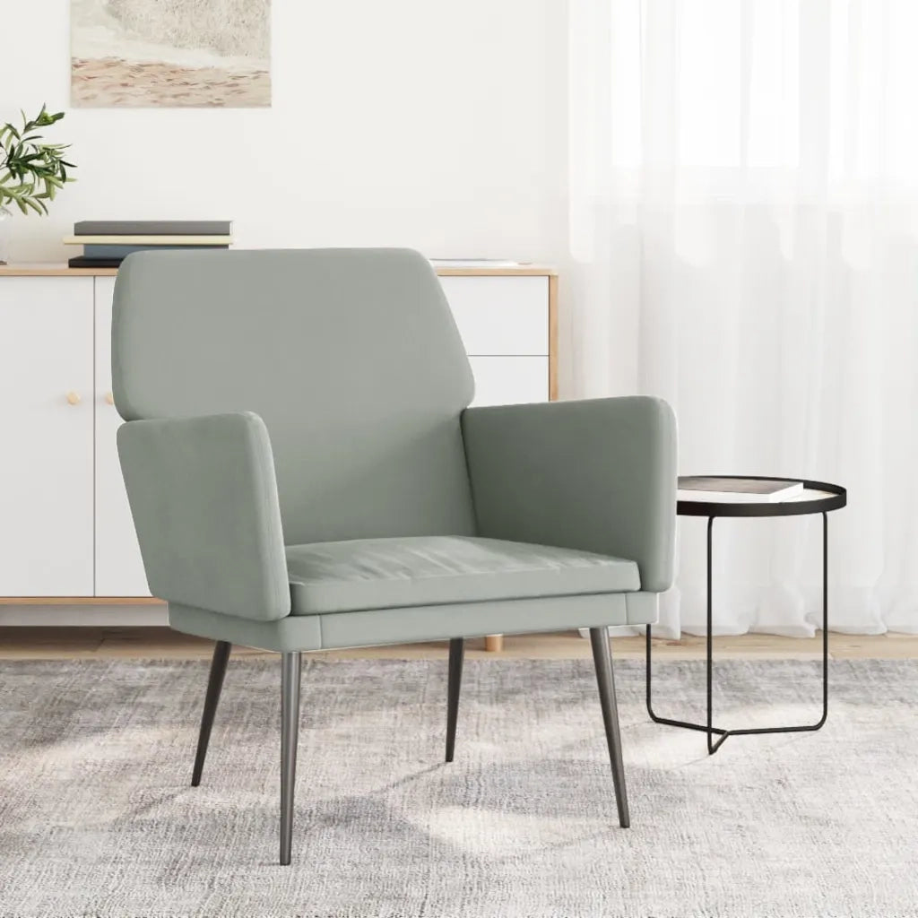 Poltrona Grigio Chiaro 62x79x79 cm Velluto 351372