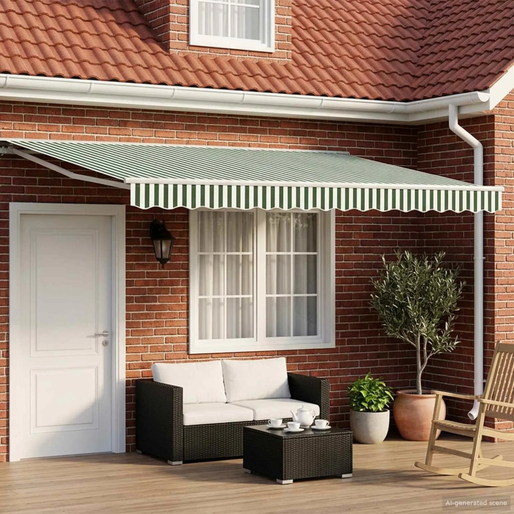 Cornice per Tenda Manuale con LED Verde e Bianco 5 x 3 m 3420704