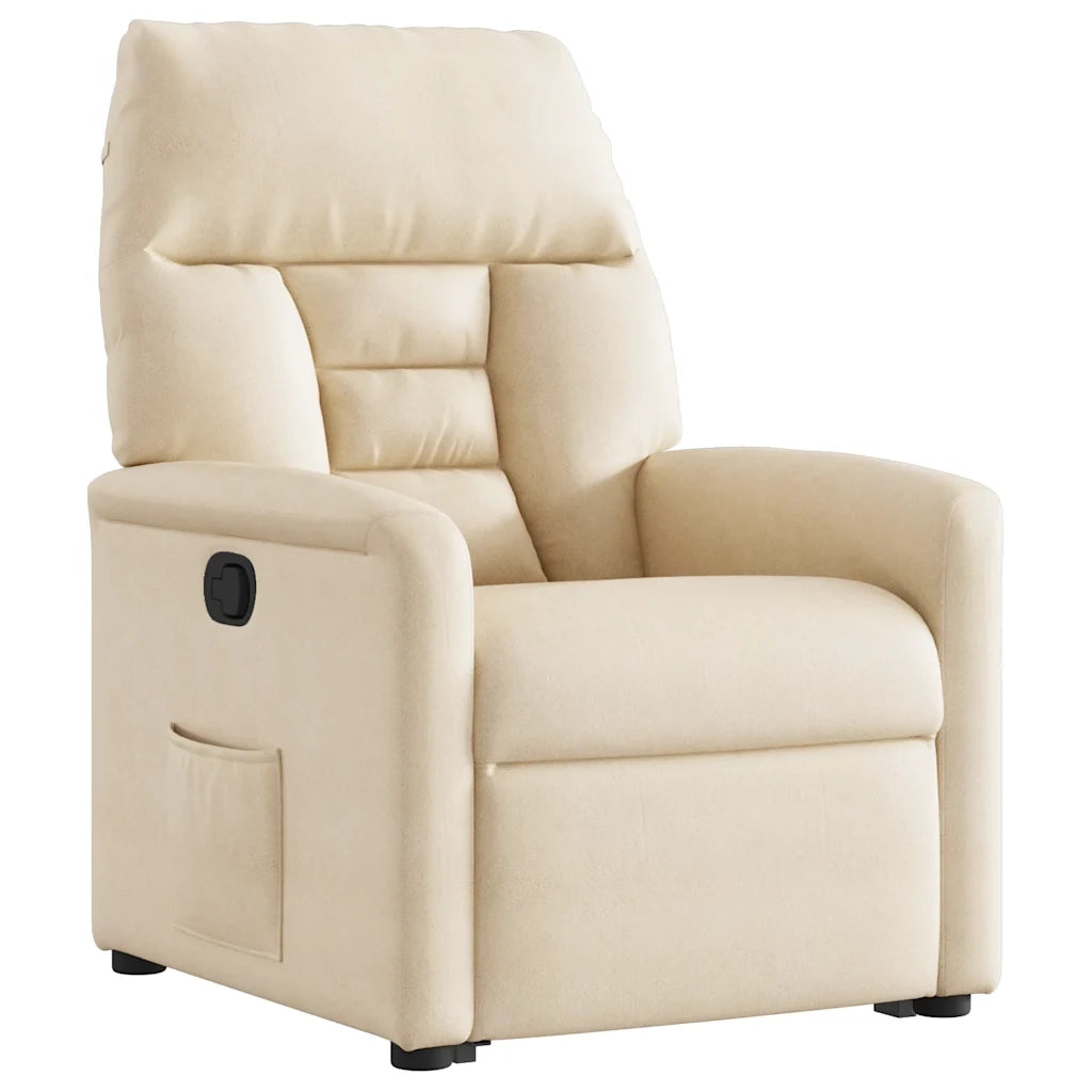 Poltrona Alzapersona Reclinabile Beige in Tessuto Microfibra 3303092