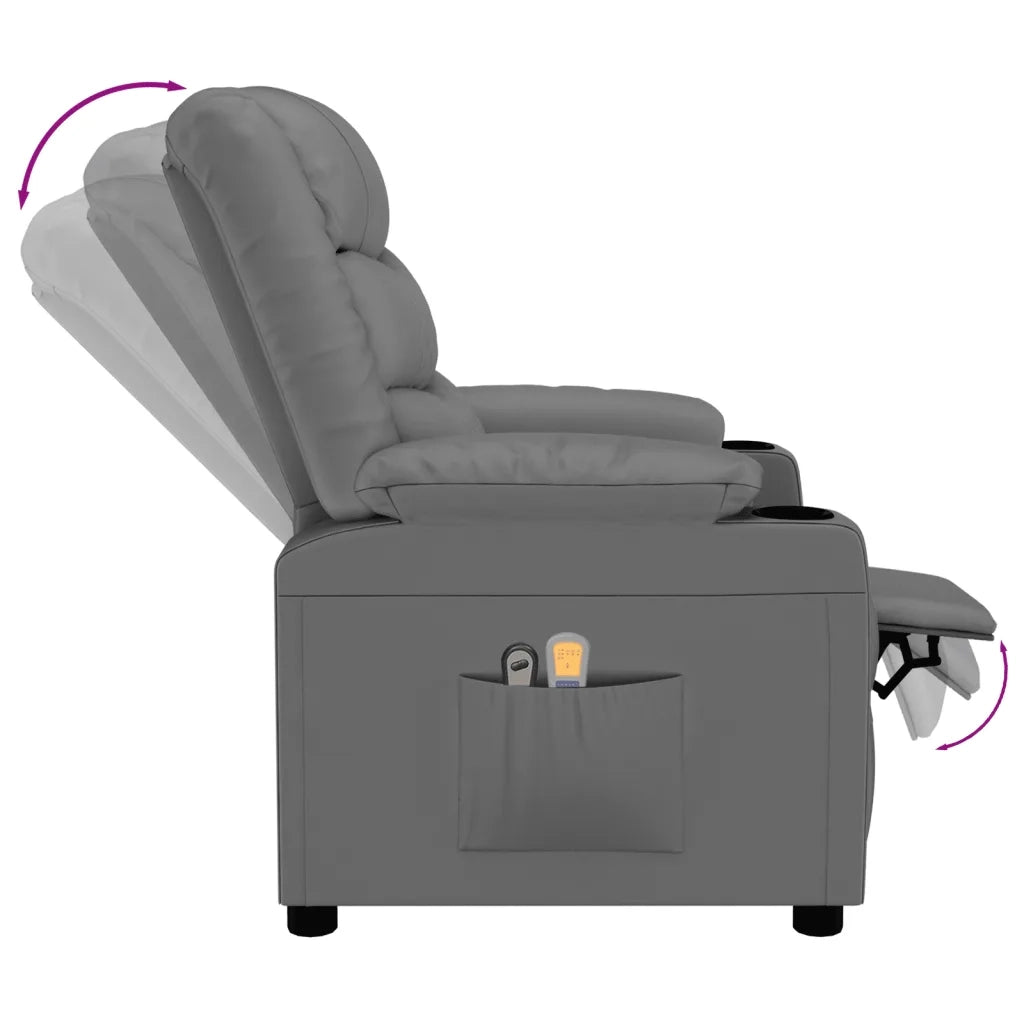 Poltrona Massaggiante Elettrica Grigio Similpelle 3143459