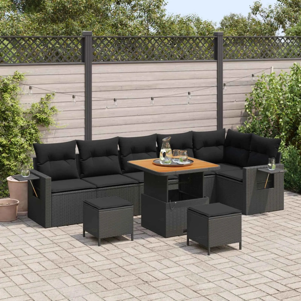 Set Divano da Giardino con cuscino 11 pcs Nero polyrattan 3363709