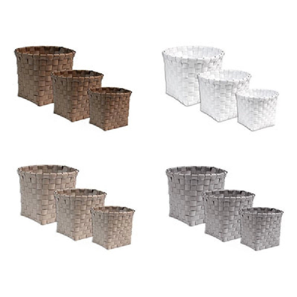 Trade Shop - Set 3 Cestini Organizer Bagno Impermeabile Bagnoschiuma Portaoggetti Make Up -