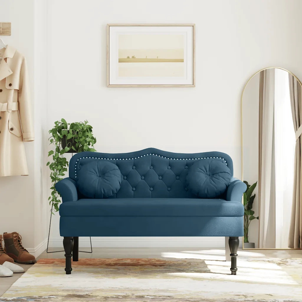Panca con Cuscini Blu 120,5x65x75 cm in Velluto 372148