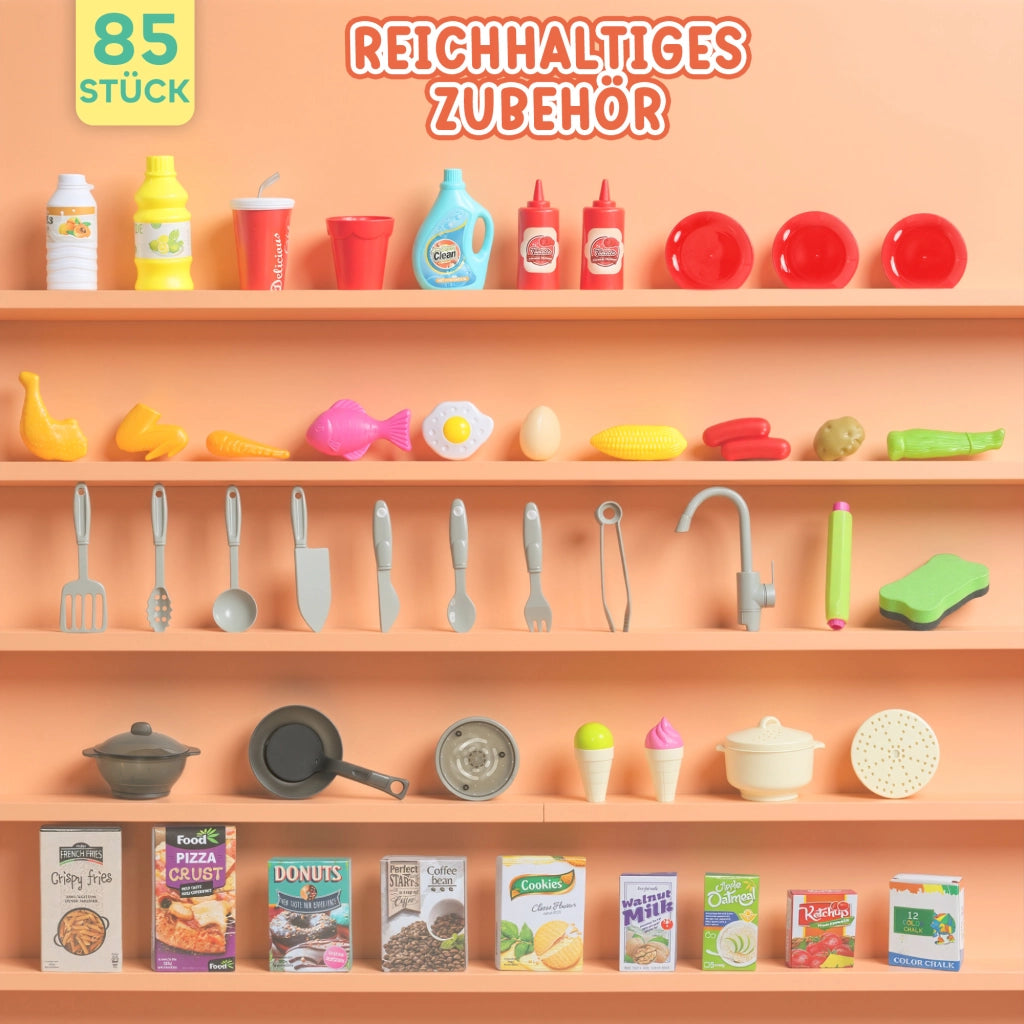 Cucina Giocattolo Bambini con Accessori ¨C Zephmum ¨C Verde, Plastica, 85 Pezzi