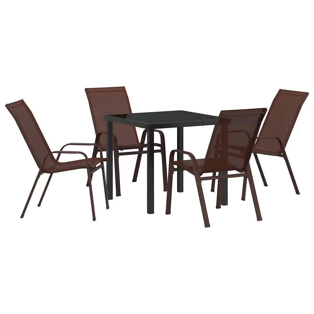 Set da Pranzo per Giardino 5 pcs Marrone e Nero