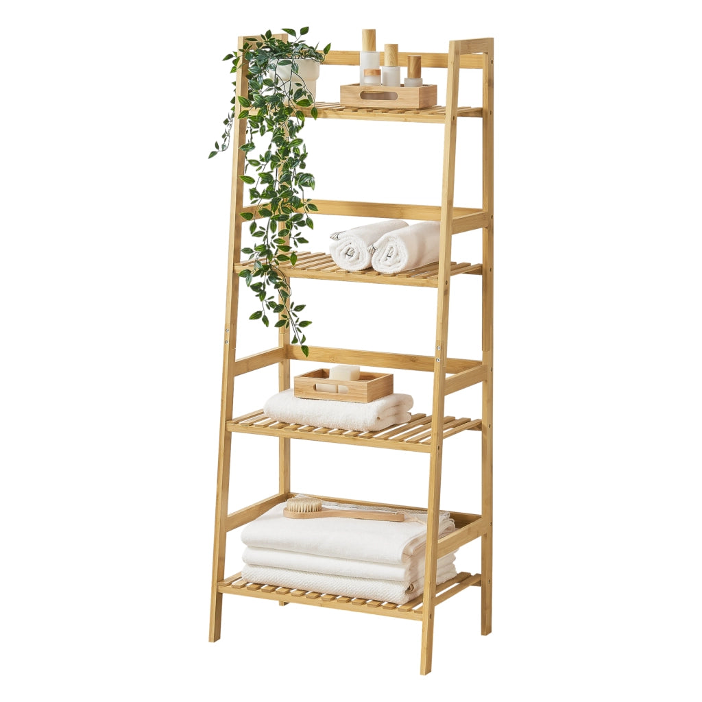 Scaffale a Scala Vinje con 4 Ripiani - Bambù Naturale [en.casa]